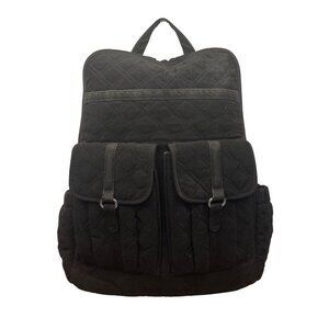 Vera Bradley Women’s Black Quilted Fabric With Multiple Pockets Backpack Size M